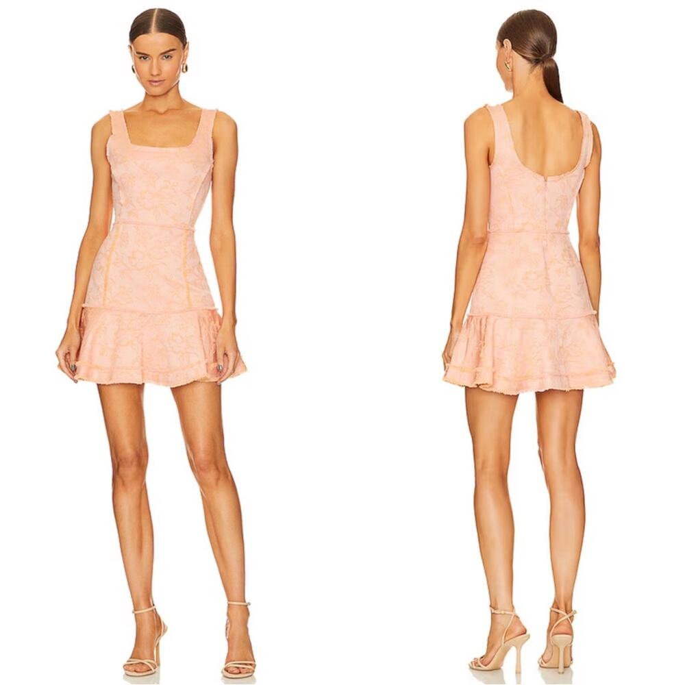 ALEXIS Noely Jacquard Floral Petal Pink Mini Dress Size XL
